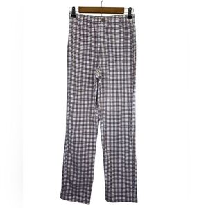 Brandy Melville Tildan Trouser Straight Fit Stretch Waist Brown White Size Xs/S